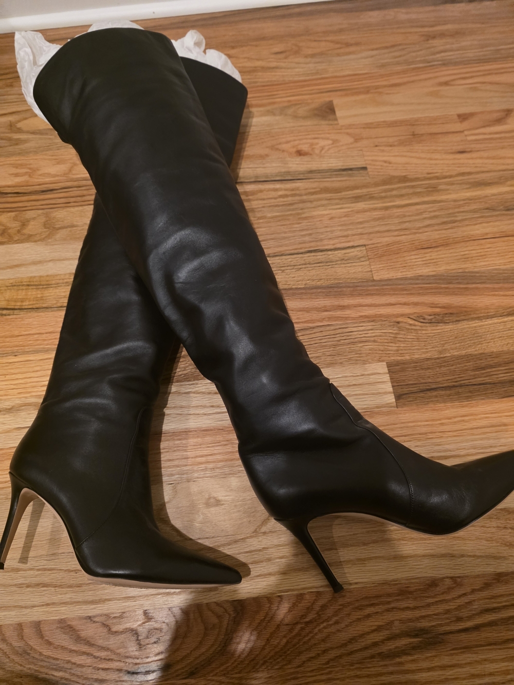Gianvito Rossi Black Leather Over-the-Knee Stiletto Boots 38 - Picture 5 of 9
